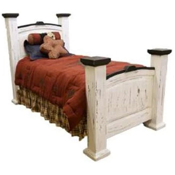 White Distressed Twin Bed